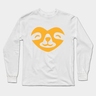 Heart Shape Love Sloth Design. Simple Funny Smiling Sloth Face Long Sleeve T-Shirt